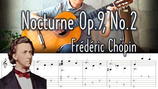 Chopin  Nocturne Op9 No2  Easy Arrangement Fingerstyle Guitar  TAB [upl. by Nial]