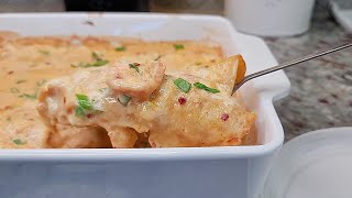 Creamy Chipotle SHRIMP ENCHILADAS Recipe  Falling In Love Enchiladas [upl. by Nightingale]