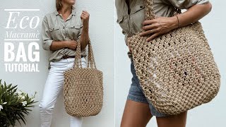 DIY Macrame Eco BagHow To Make A Macrame BagStep By StepTorba ze sznurkaTorba Z Makramy [upl. by Asseniv]