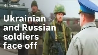 Ukrainian and Russian soldiers face off at Belbek  Channel 4 News [upl. by Wyndham176]