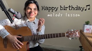 How to Play Happy Birthday Melody on Guitar  Easy Guitar Lesson for Beginners hindi [upl. by Novy]