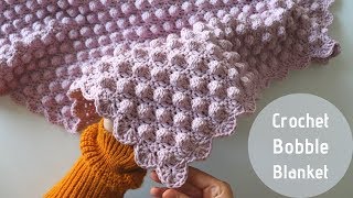 Crochet Bobble Stitch Blanket  Beginner Friendly Tutorial [upl. by Ennoved273]